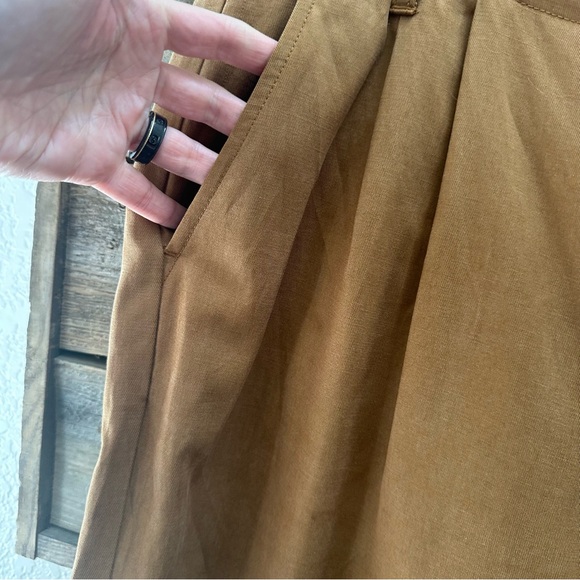 Madewell BR5188 Brown Trouser Wide Leg Pants Linen blend ladies 12 NWT - Picture 2 of 10